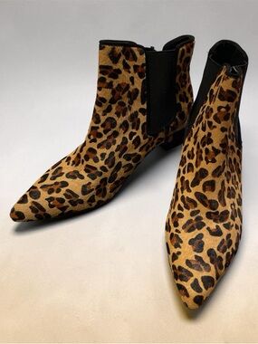 Leopard Print Chelsea Ankle Boots - Women's Brown Animal Print
